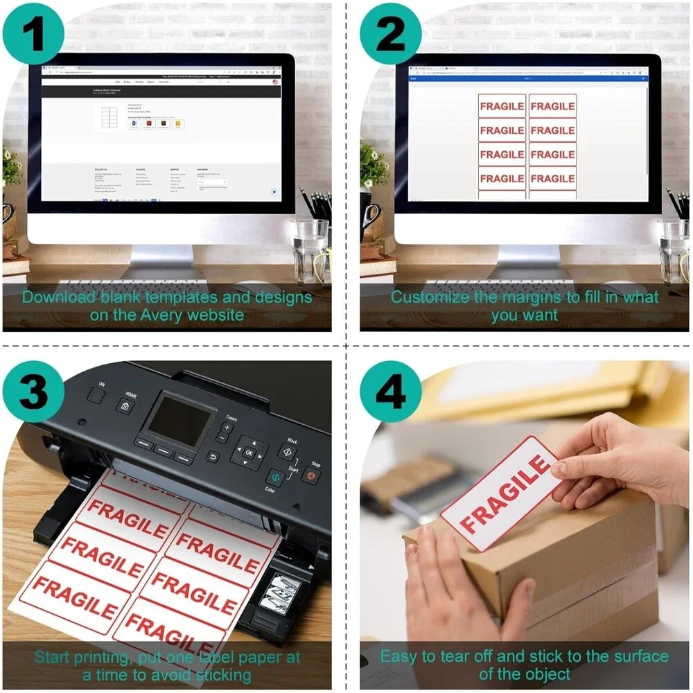 Address Adhesive Labels 2x4 1000 Pack NIB
